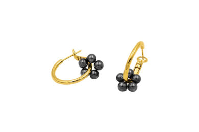 Bloom-Black-EA-Gold Bloom Earrings Black Gold