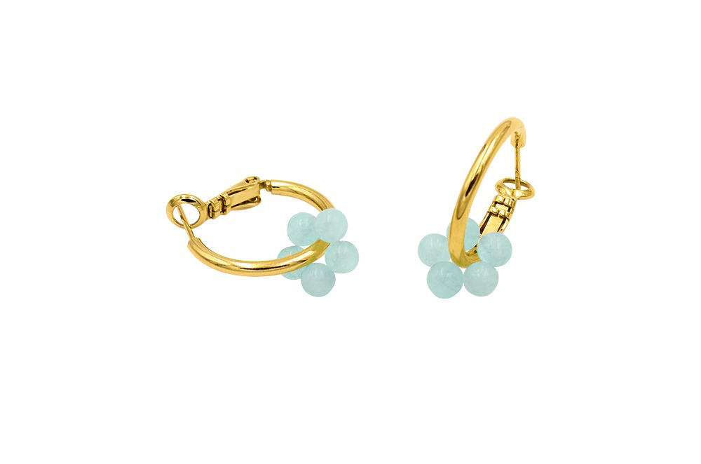 Bloom Earrings Mint Gold