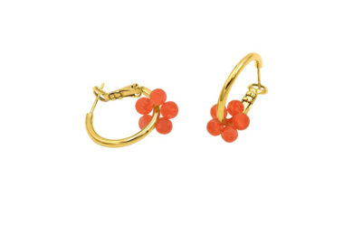 Bloom-Orange-EA-Gold Bloom Earrings Orange Gold