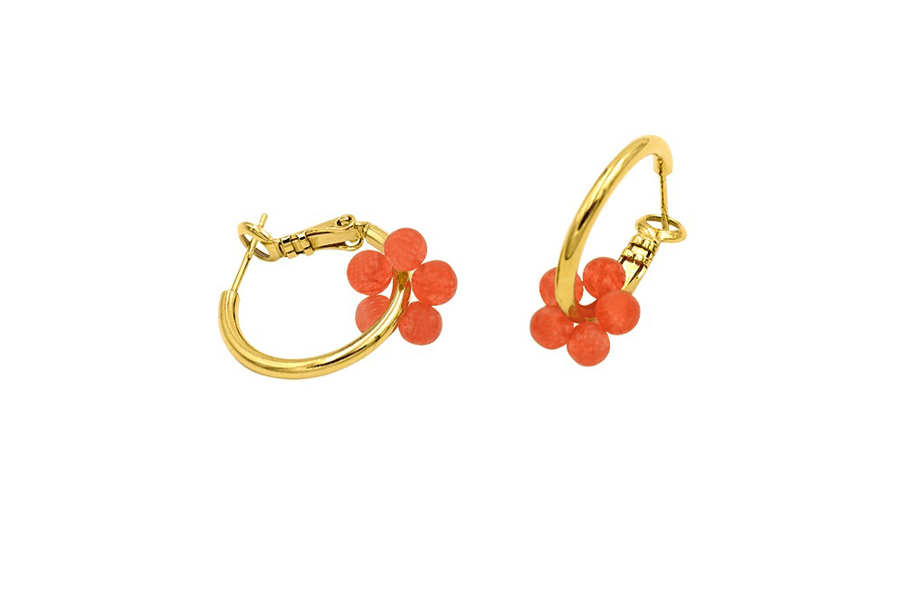 Bloom Earrings Orange Gold
