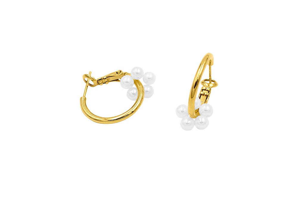 Bloom Earrings Pearl Gold