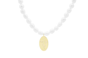 Kiss Pearl Necklace Gold