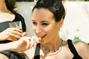 crown earrings cala gemstone and viper chain necklaces model