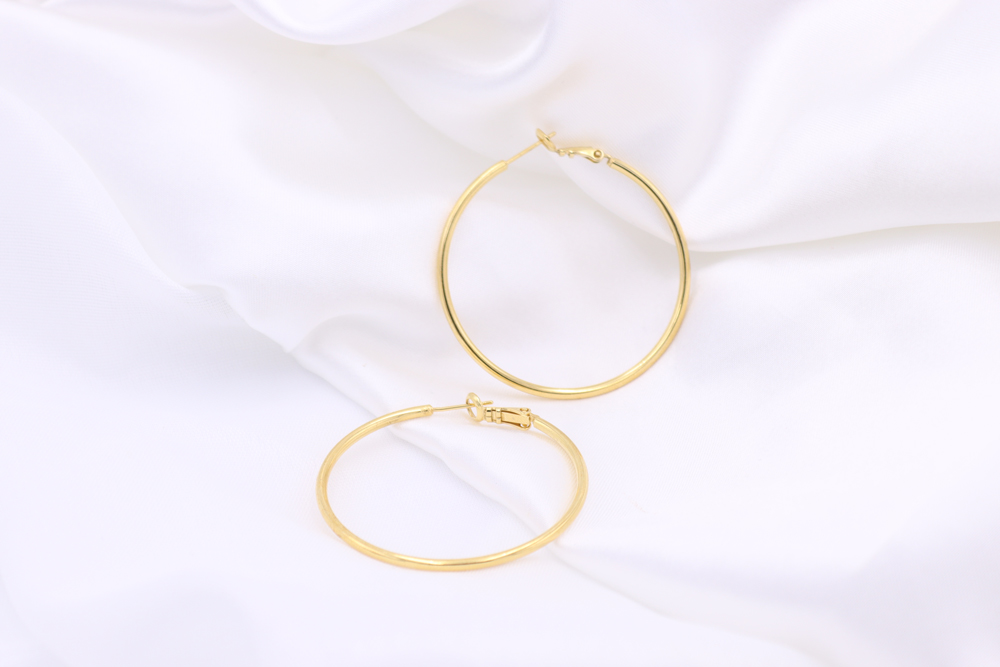 Sleek Hoop Big Earrings Gold - Klimbim Barcelona