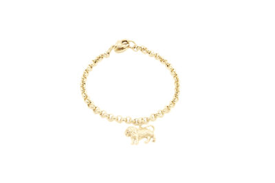 gold plated bracelet with lion charm