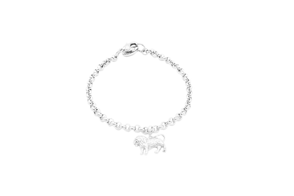 silver plated bracelt with lion charm