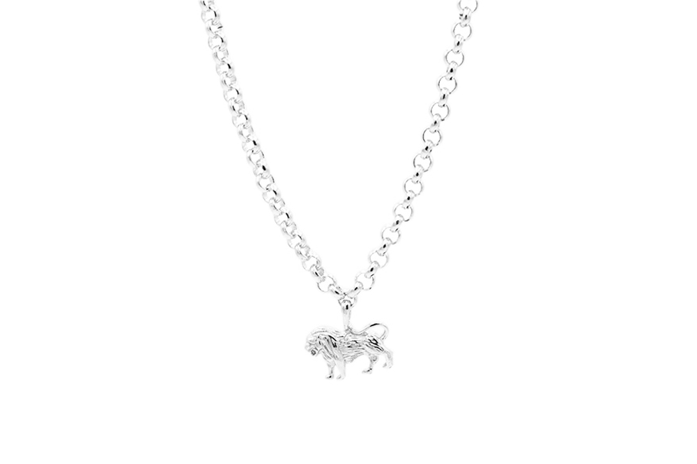 Silver plated necklace with lion pendant
