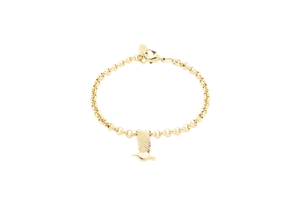 Swallow bird charm bracelet gold plated