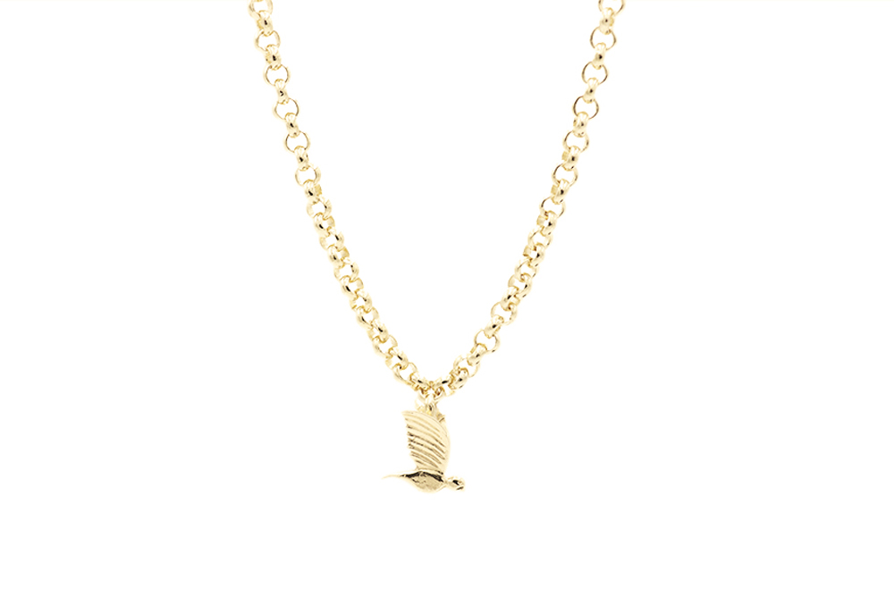 Swallow bird charm necklace in gold