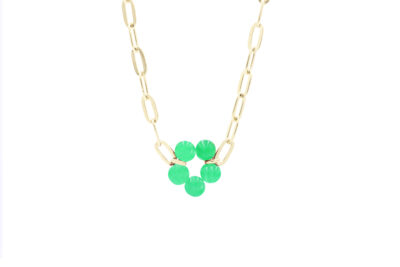 Bloom Big Necklace Green gemstone flower