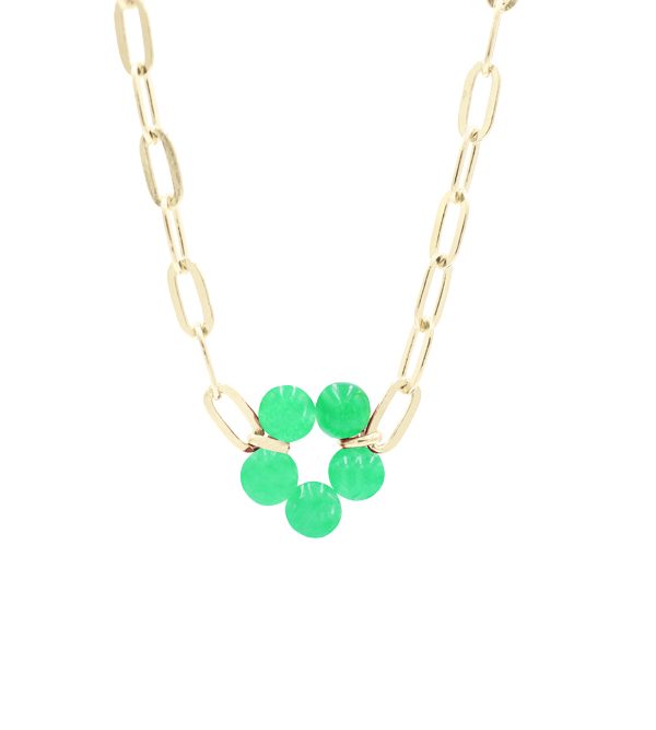 Bloom Big Necklace Green gemstone flower