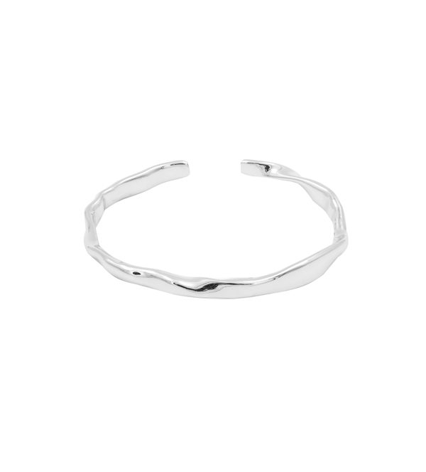 Flap-bracelet-silver-stainless-steel-organic-shaped-bangle