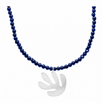 Acanthe Beaded Necklace Silver Blue