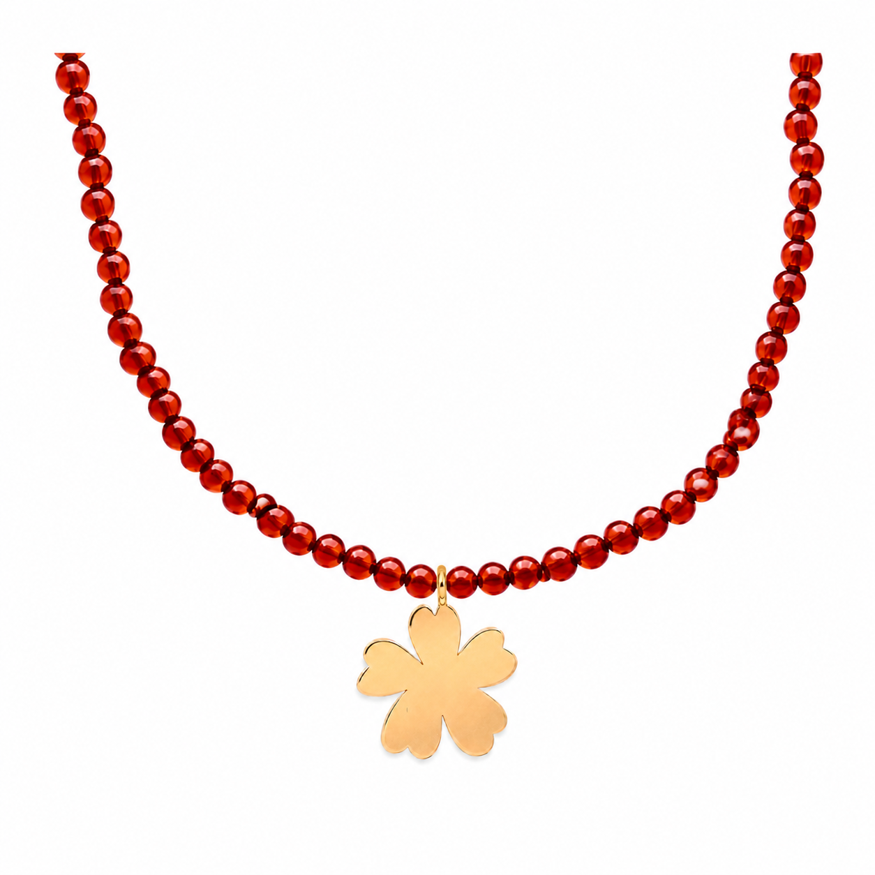 Fleur Beaded Necklace Gold Red