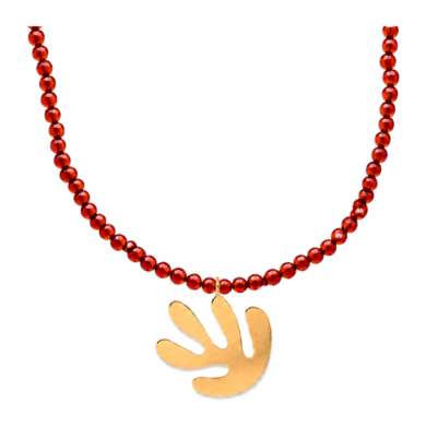 Acanthe Beaded Necklace Gold Garnet
