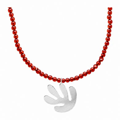 Red carnelian beaded necklace hand pendant