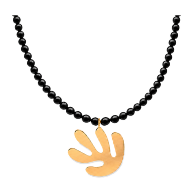 Acanthe Beaded Necklace Gold Black